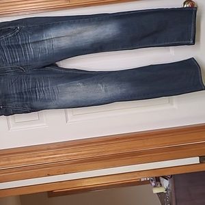 Men's dark blue white wash jeans